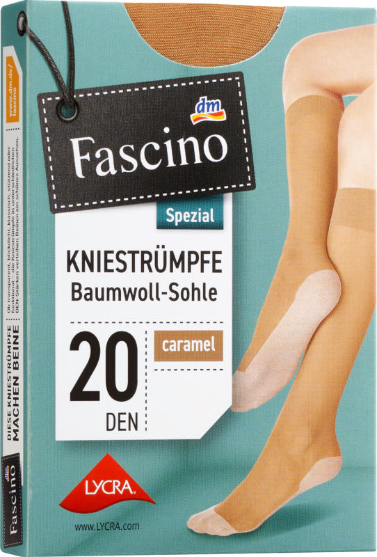 Fascino Kniestrümpfe mit Baumwoll-Sohle caramel Gr. 35-38, 20 DEN