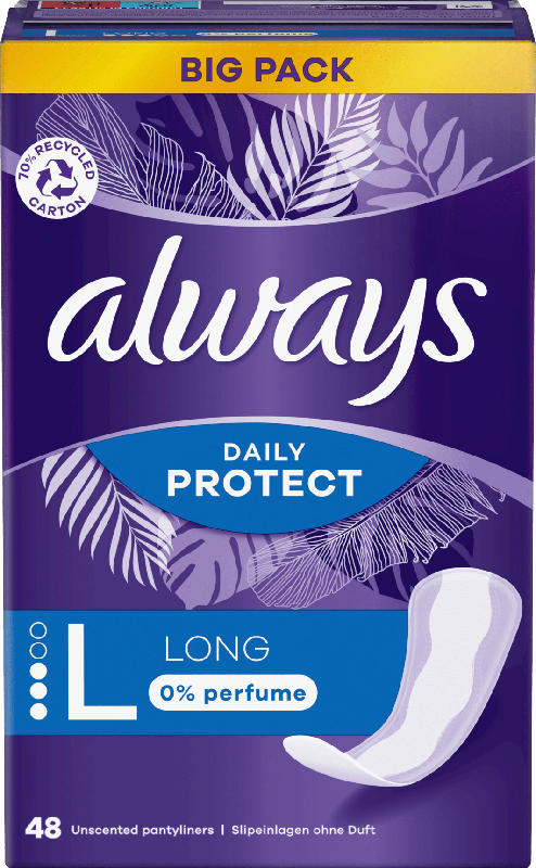 always Slipeinlagen Daily Protect Long ohne Duft Big Pack