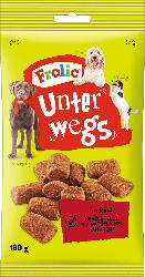 Frolic Hundeleckerli mit Rind, unterwegs