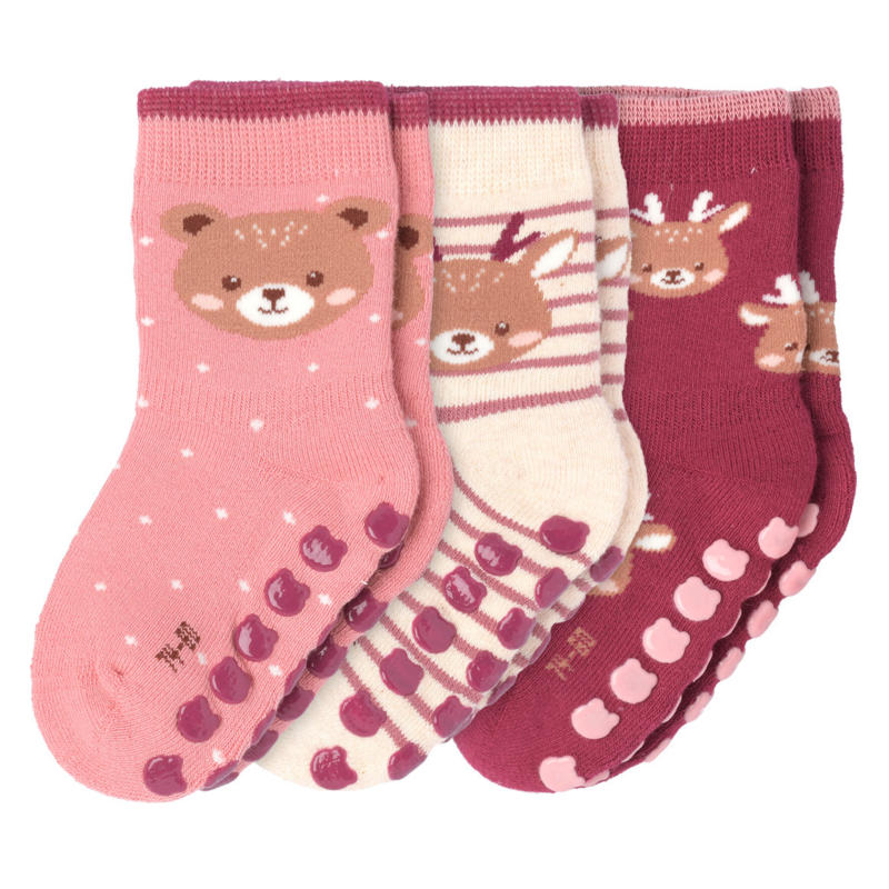 3 Paar Baby Stoppersocken mit Tieren