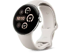 Google Pixel Watch 3 LTE, 41mm, Aluminium Polished Silver, Sportarmband in Porcelain; Smartwatch