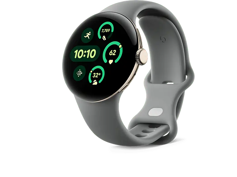 Google Pixel Watch 3 LTE, 41mm, Aluminium Champagne Gold, Sportarmband in Hazel; Smartwatch