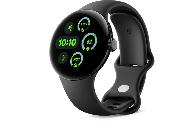 Google Pixel Watch 3 LTE, 41mm, Aluminium Matte Black, Sportarmband in Obsidian; Smartwatch