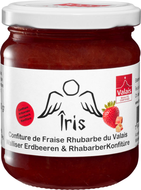 Îris Walliser Erdbeeren- und Rhabarberkonfitüre, 230 g