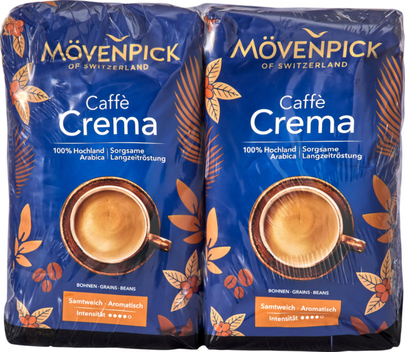 Caffè Crema Mövenpick, in grani, 2 x 1 kg