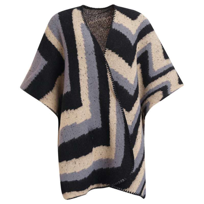 Damen Poncho mit Zick-Zack-Muster