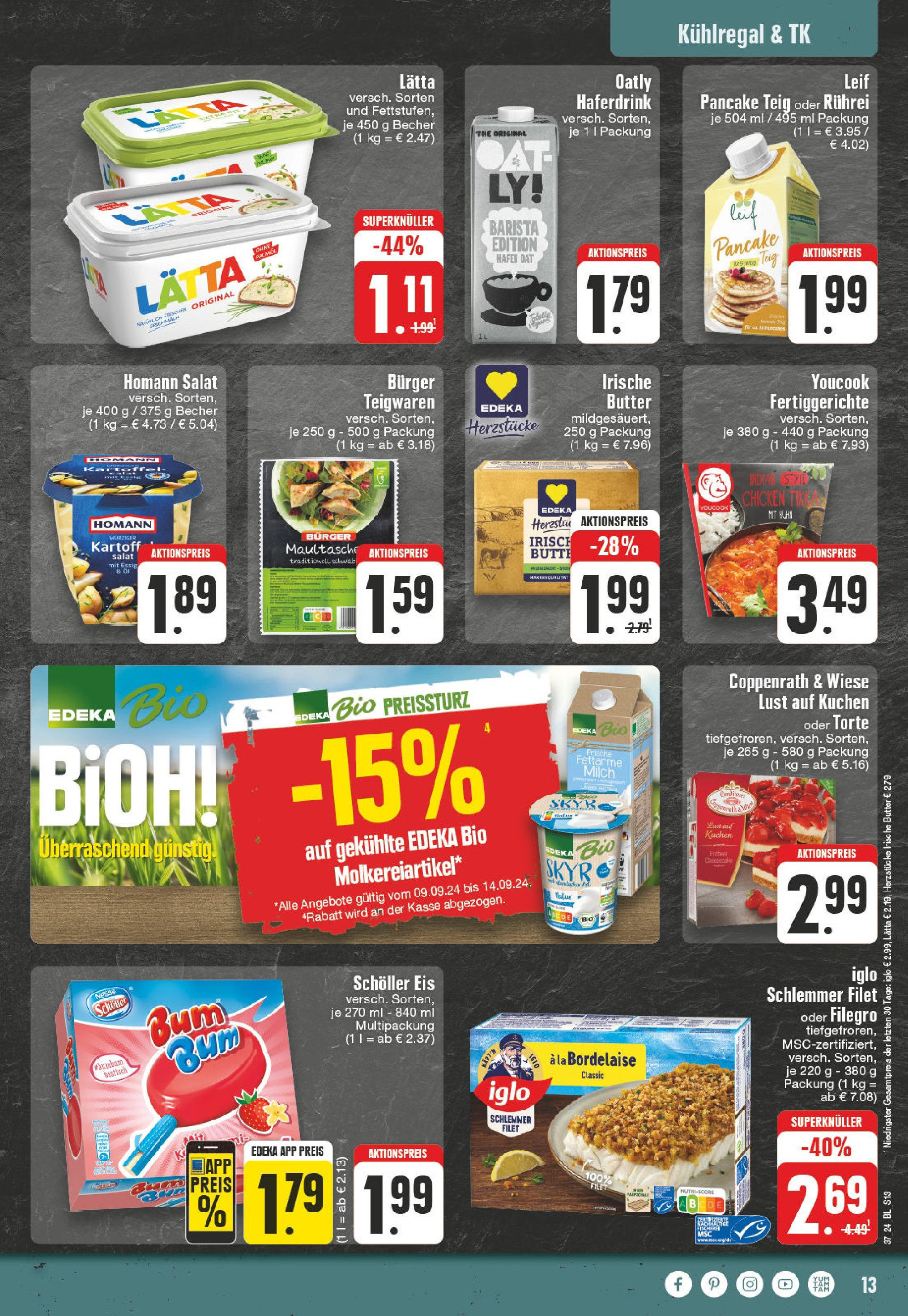 Edeka Mülheim An Der Ruhr, Düsseldorfer Straße 116a (ab 09.09.2024) » Angebote Online | Seite: 13 | Produkte: Youcook, Burger, Skyr, Haferdrink