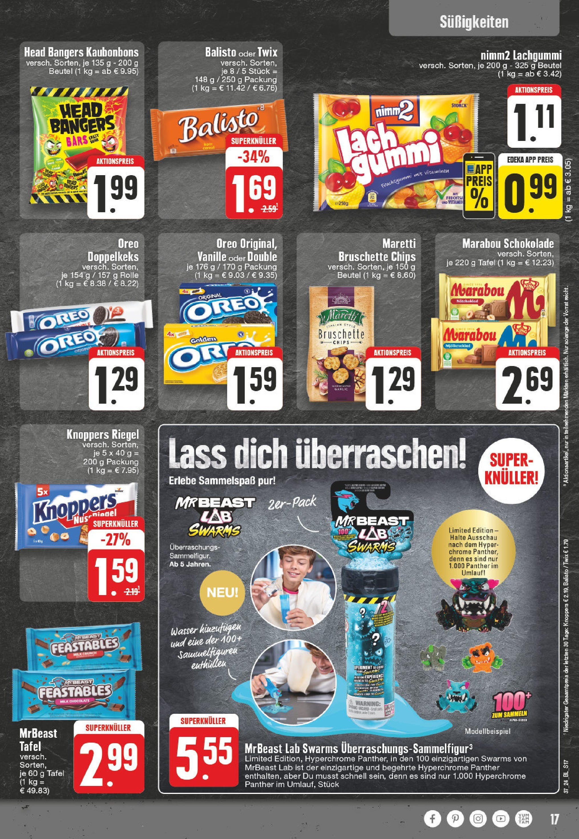 Edeka Mülheim An Der Ruhr, Düsseldorfer Straße 116a (ab 09.09.2024) » Angebote Online | Seite: 17 | Produkte: Schokolade, Wasser, Süßigkeiten, Chips