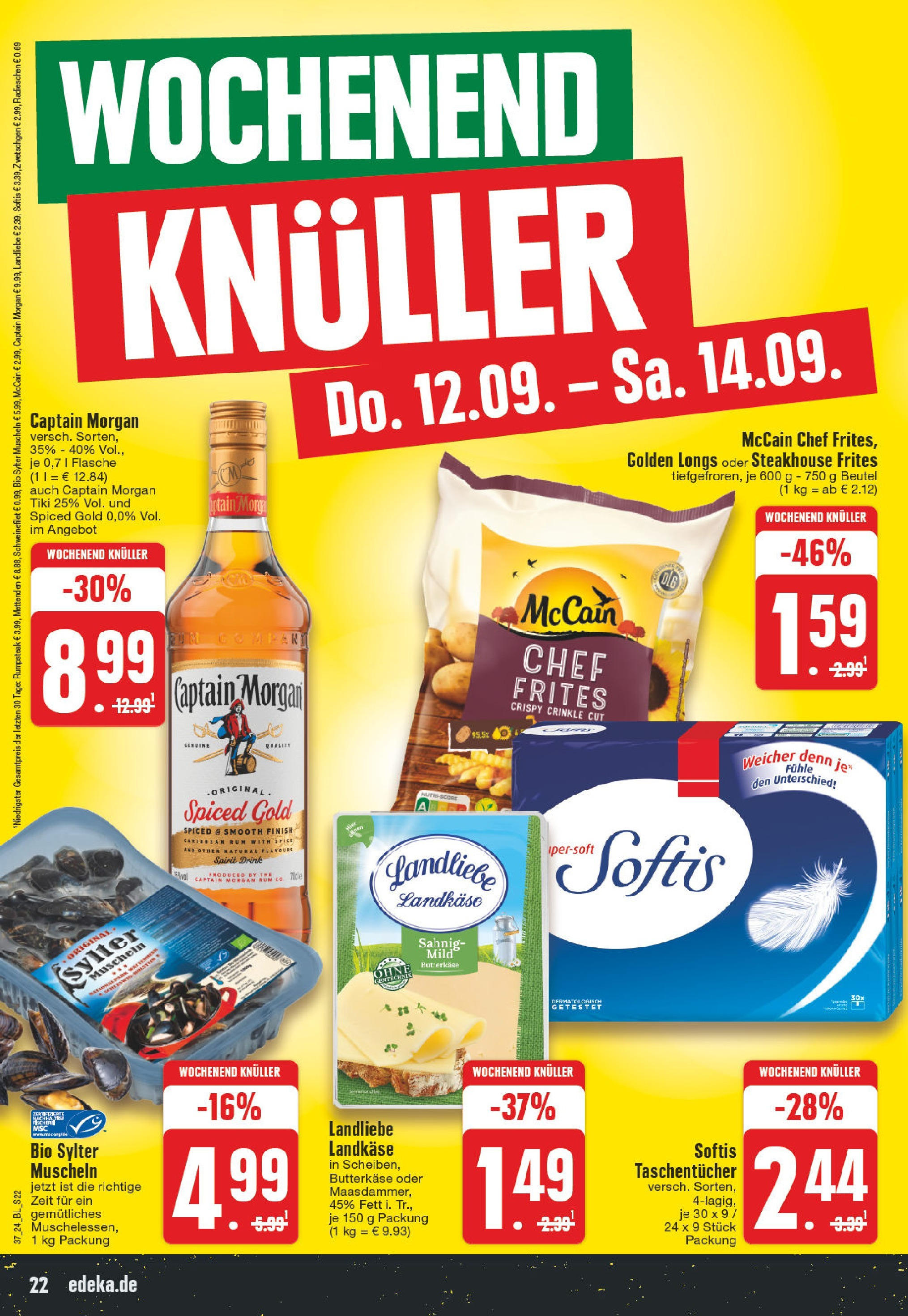 Edeka Mülheim An Der Ruhr, Düsseldorfer Straße 116a (ab 09.09.2024) » Angebote Online | Seite: 22 | Produkte: Rumpsteak, Rum, Finish, Captain morgan