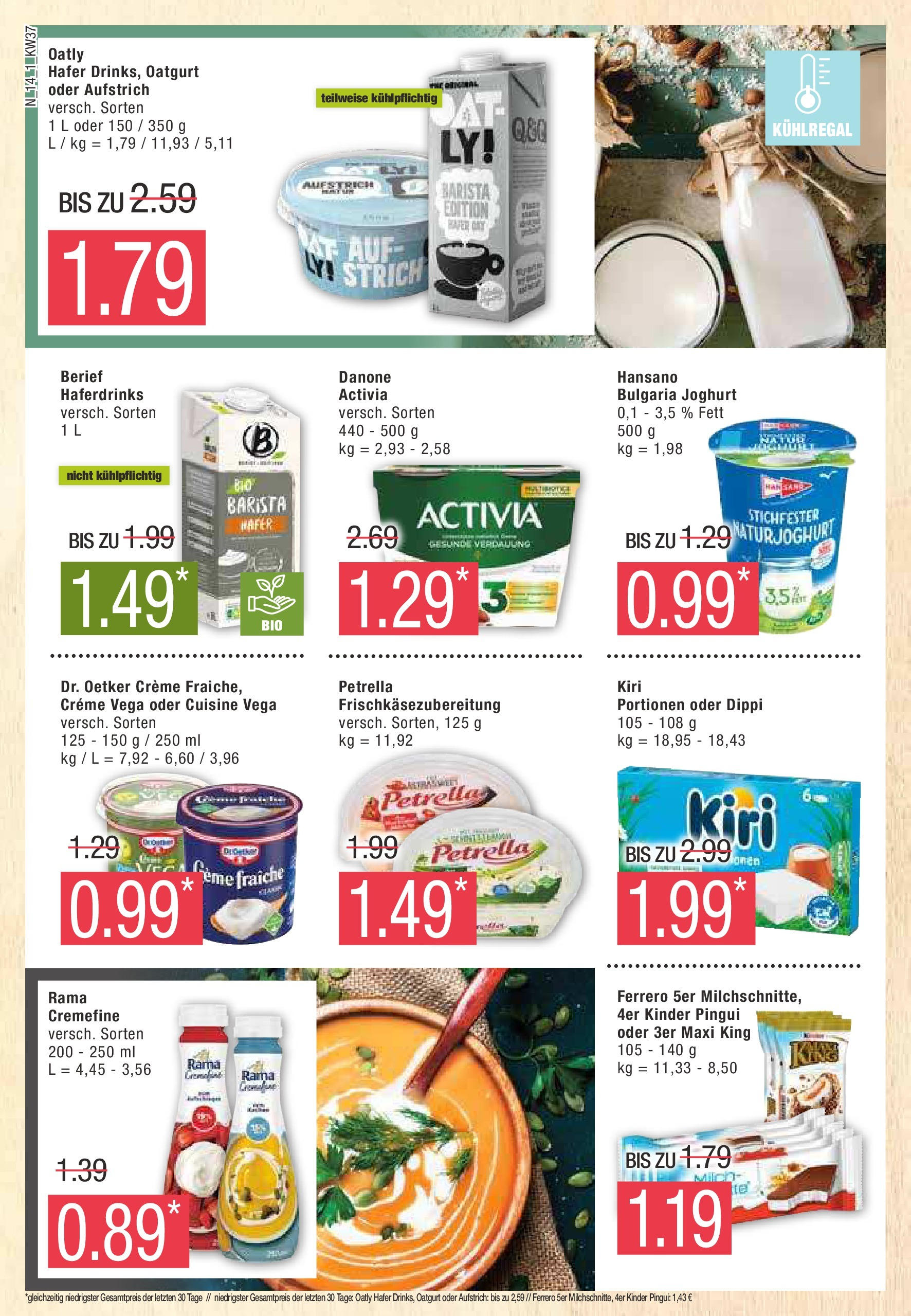 Marktkauf - Niedersachsen (ab 08.09.2024) » Angebote online | Seite: 14 | Produkte: Rama, Joghurt, Creme, Oatly