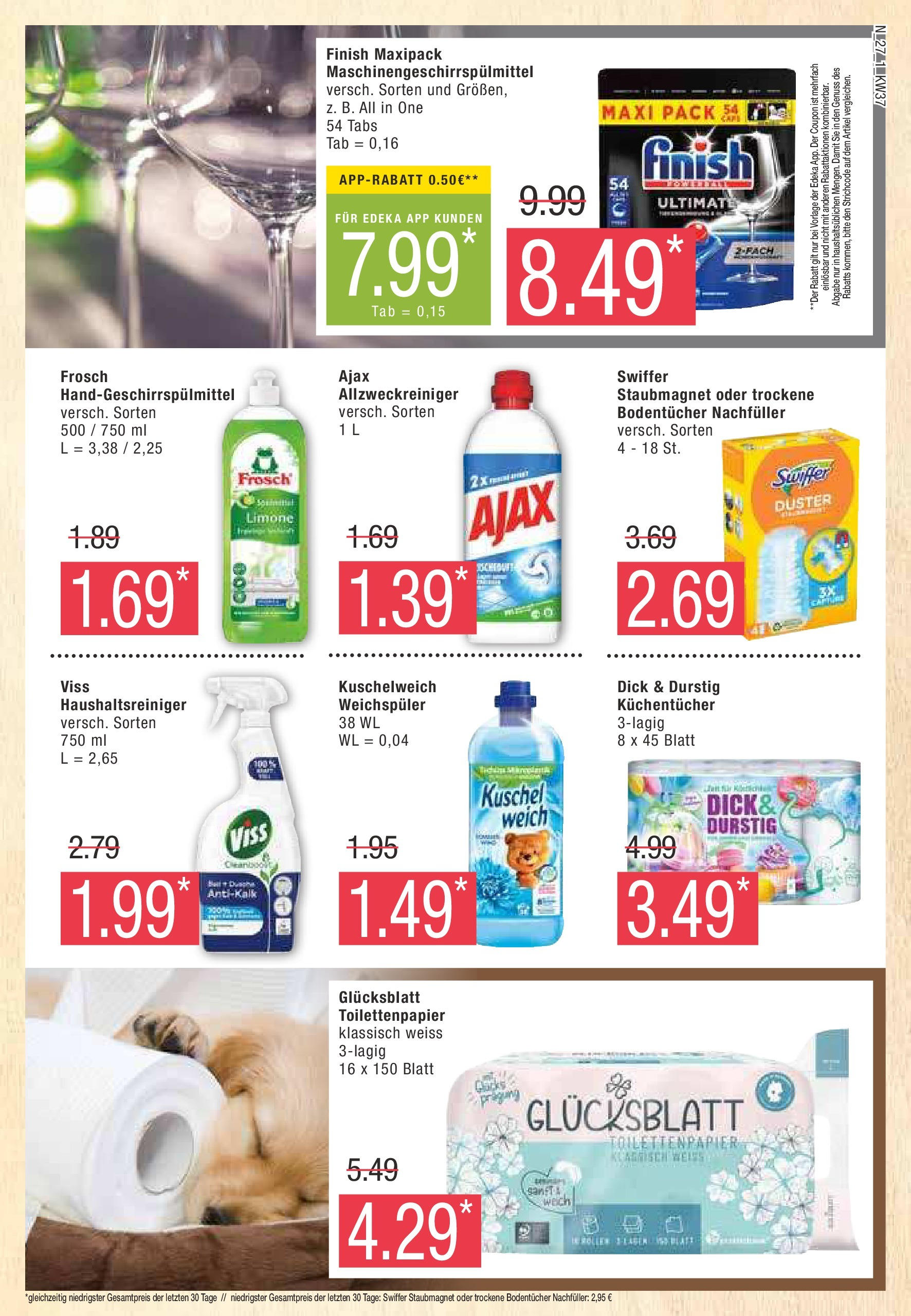 Marktkauf - Niedersachsen (ab 08.09.2024) » Angebote online | Seite: 27 | Produkte: Kuschelweich, Finish, Swiffer, Toilettenpapier