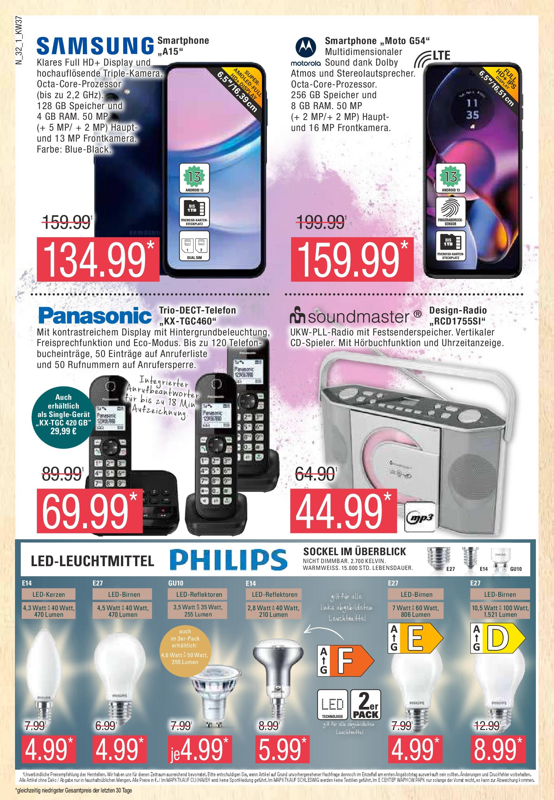 Marktkauf - Niedersachsen (ab 08.09.2024) » Angebote online | Seite: 32 | Produkte: Philips, Panasonic, Telefon, Smartphone