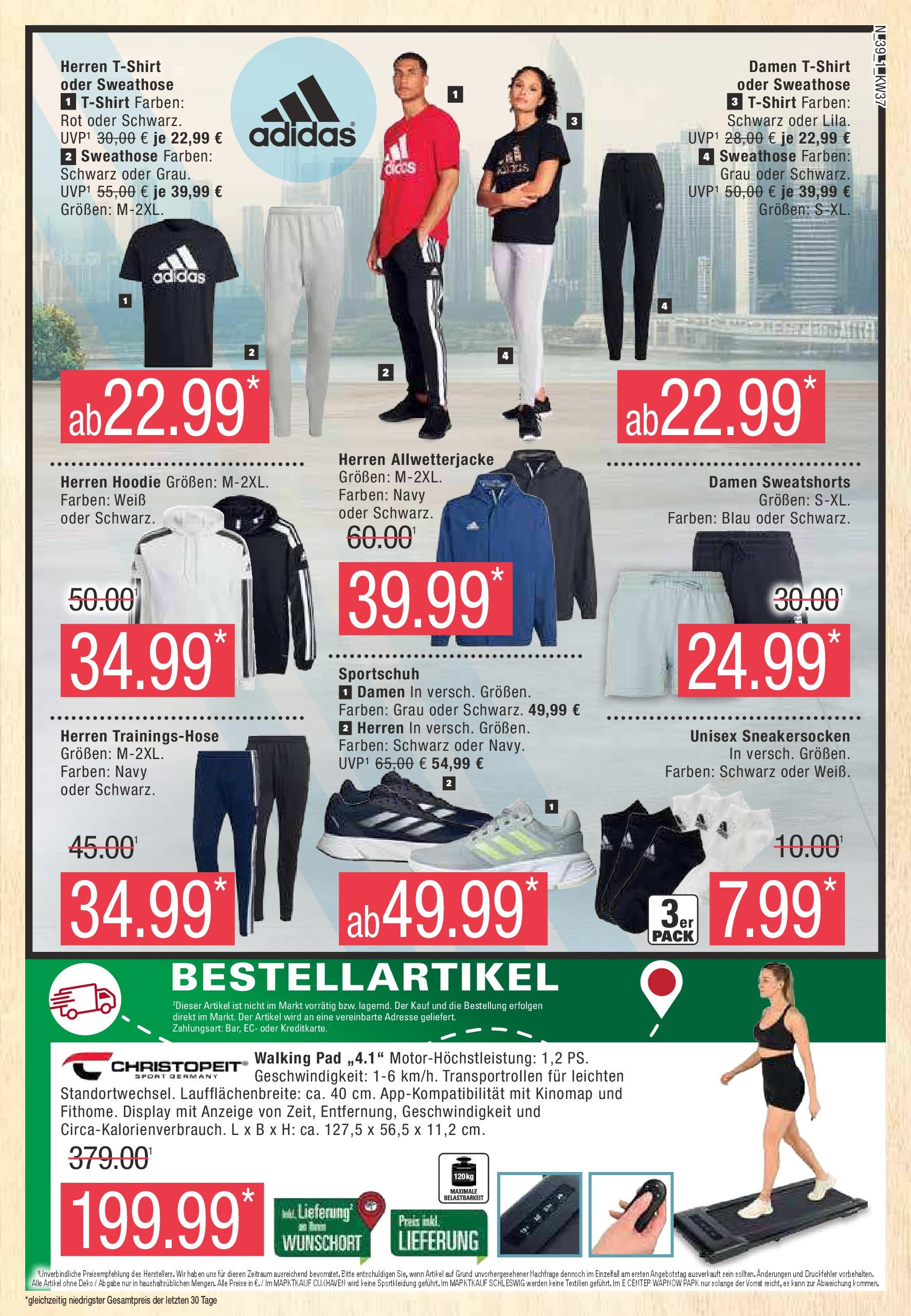 Marktkauf - Niedersachsen (ab 08.09.2024) » Angebote online | Seite: 39 | Produkte: Sweatshorts, Trainingshose, Hoodie, Walking