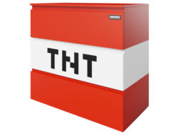 Comò TNT MINECRAFT 3 cassetti 80x41.5x77.1cm rosso