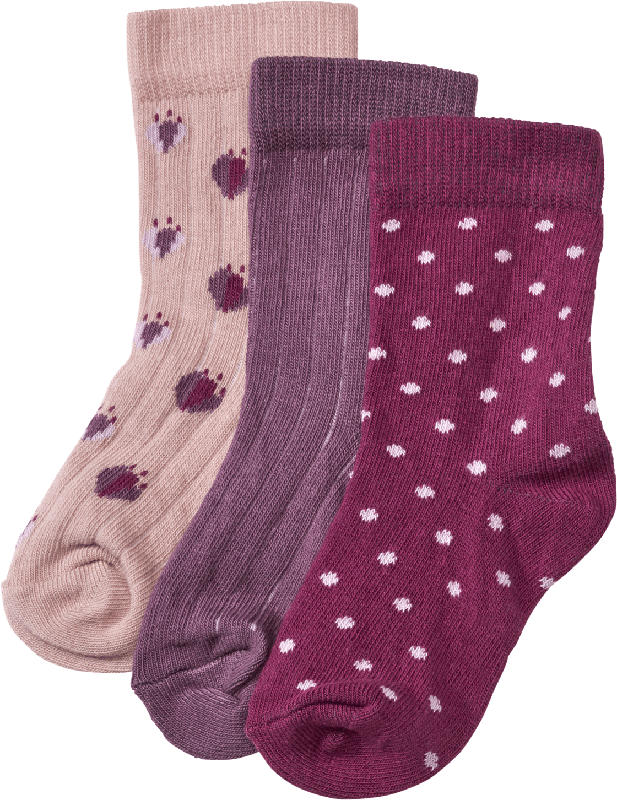 ALANA Socken mit Blumen- & Punkte-Muster, rosa + lila, Gr. 27/29