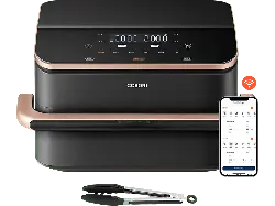 Cosori CAF-TF101S-AEUR Dual Blaze Twin Fry Heißluftfritteuse mit Trenneinsatz (10 l, 2800 Watt, Schwarz/Kupfer)