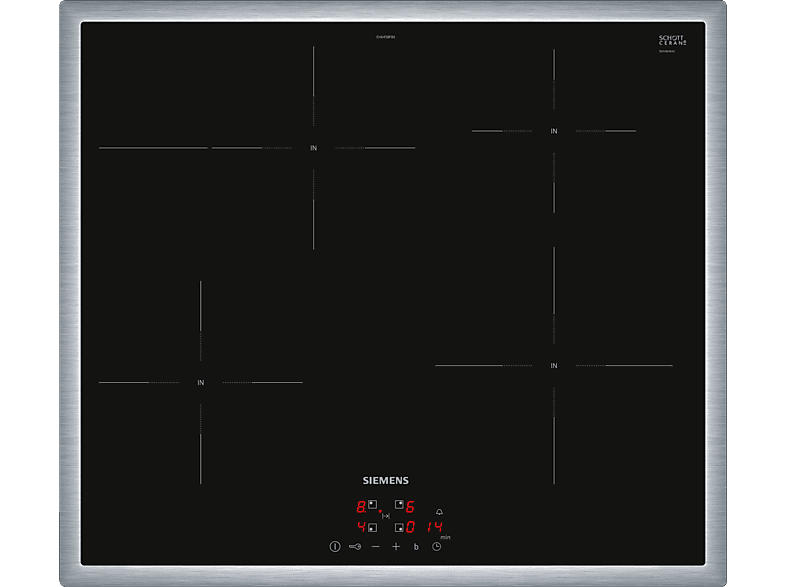 Siemens EH645BFB6E Induktionskochfeld (583 mm breit, 4 Kochfelder, Glaskeramik, Autarkes Kochfeld)