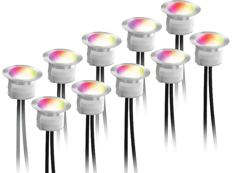 Deltaco SH-DLK01 Smarte Terrassenbeleuchtung, Set mit 10 Spots Silber RGB
