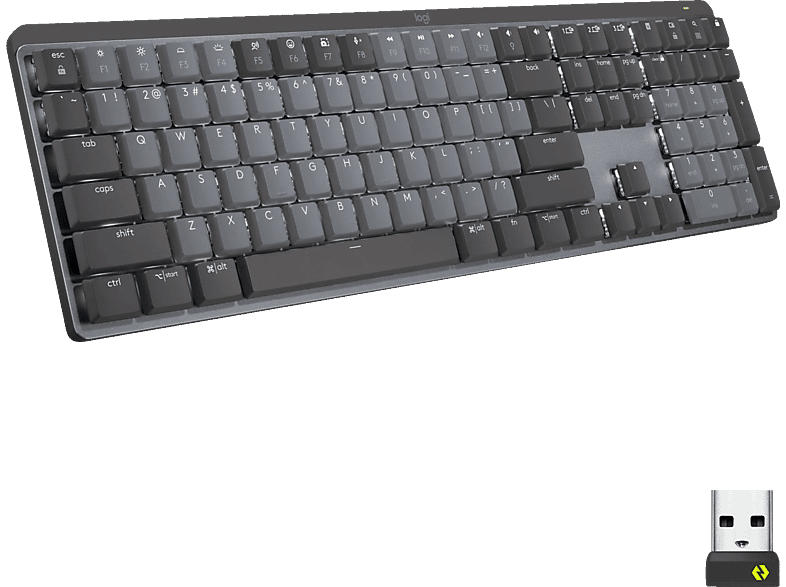 Logitech MX Mechanical Tastatur, Tactile Quiet, Bluetooth/USB, Mechanische Tasten, Grafit; Gaming Tastatur