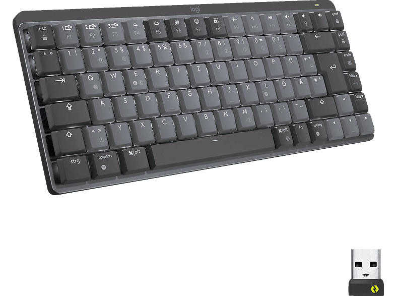 Logitech MX Mechanical Mini Tastatur, Tactile Quiet, Bluetooth, Mechanische Tasten, qwertz, Grafit; Gaming Tastatur