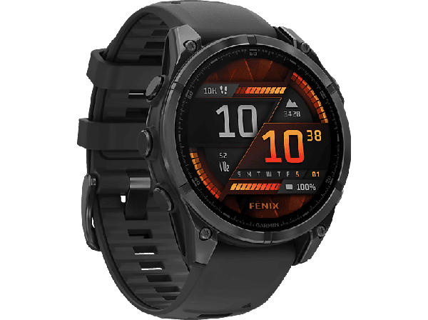 Garmin fenix® 8 - 47 mm Amoled Smartwatch Edelstahl Silikon, 22 mm, Schwarz/Schiefergrau