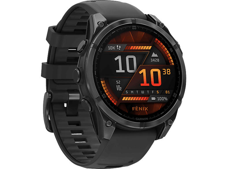 Garmin fenix® 8 - 47 mm Amoled Smartwatch Edelstahl Silikon, 22 mm, Schwarz/Schiefergrau