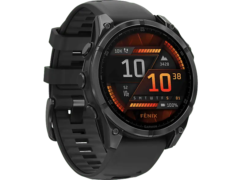 Garmin fenix® 8 - 47 mm Amoled Smartwatch Edelstahl Silikon, 22 mm, Schwarz/Schiefergrau