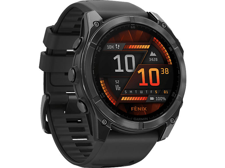 Garmin fenix® 8 - 51 mm Amoled Smartwatch Edelstahl Silikon, 26 mm, Schwarz