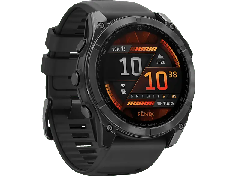 Garmin fenix® 8 - 51 mm Amoled Smartwatch Edelstahl Silikon, 26 mm, Schwarz