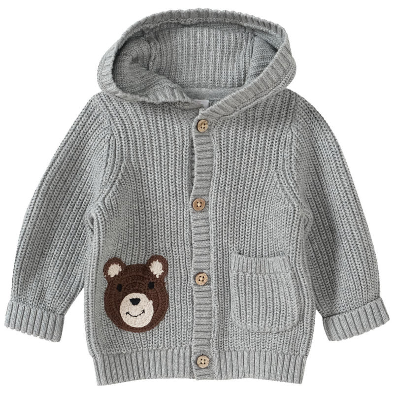 Baby Strickjacke mit Bären-Applikation