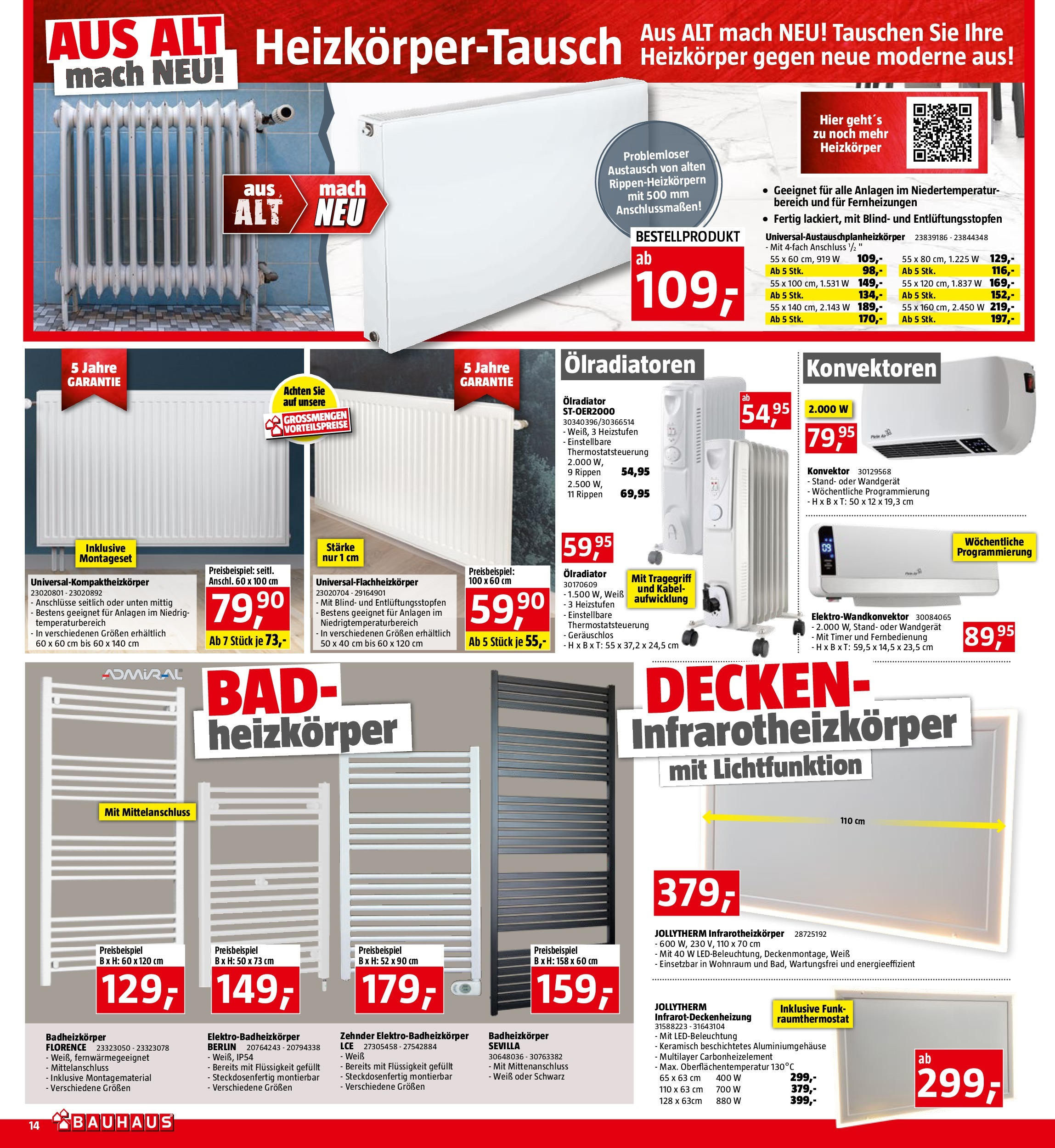 Bauhaus Prospekt aktuell von 18.09.2024 - Aktuelle Angebote | Seite: 14 | Produkte: Kabel, Heizkörper, Bad