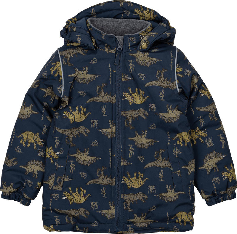 Mikk-Line Winterjacke mit Dino-Muster, blau, Gr. 110/116