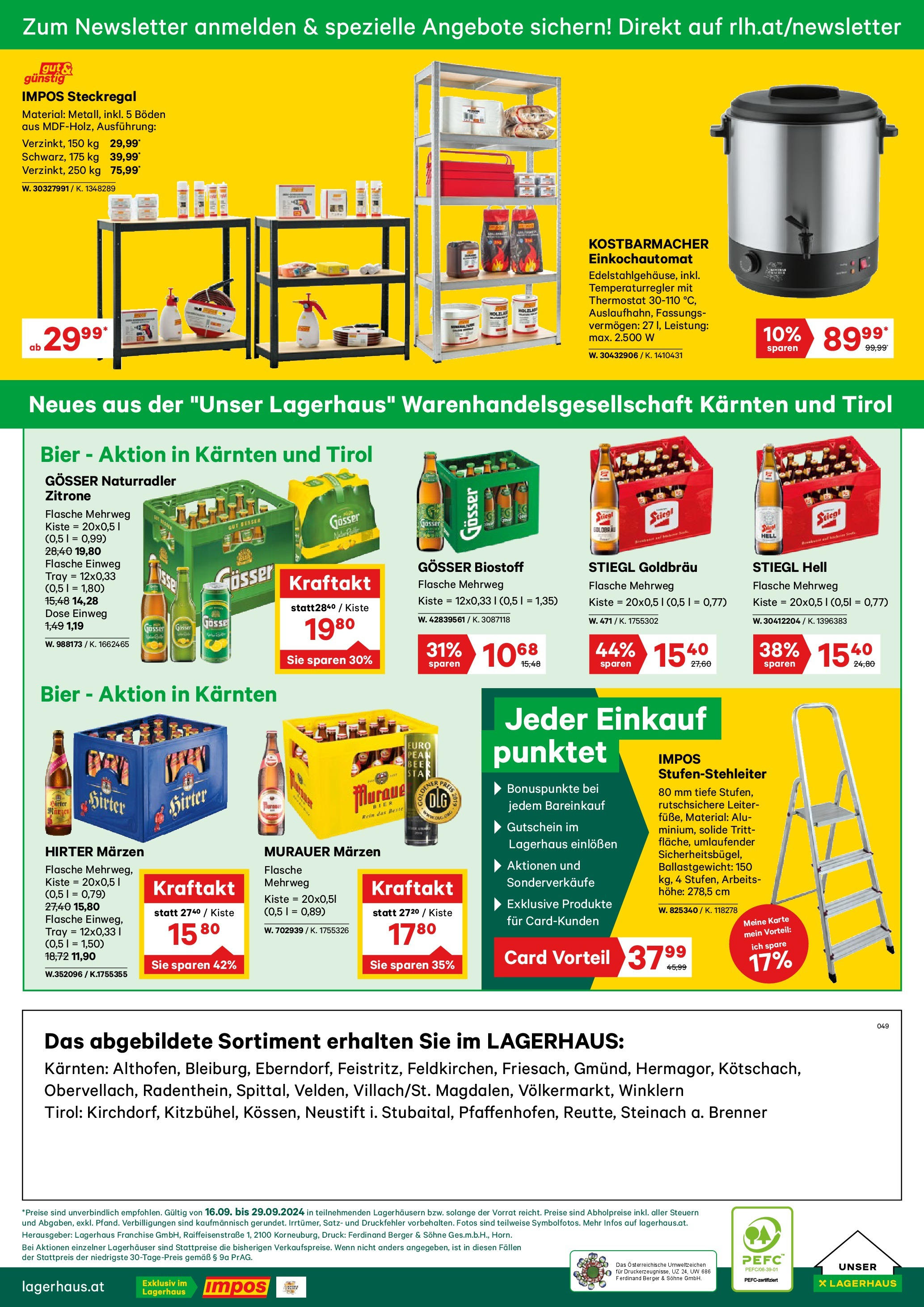 Lagerhaus Wochenangebote von 16.09.2024 - Aktuelle Angebote | Seite: 6 | Produkte: Zitrone, Bier