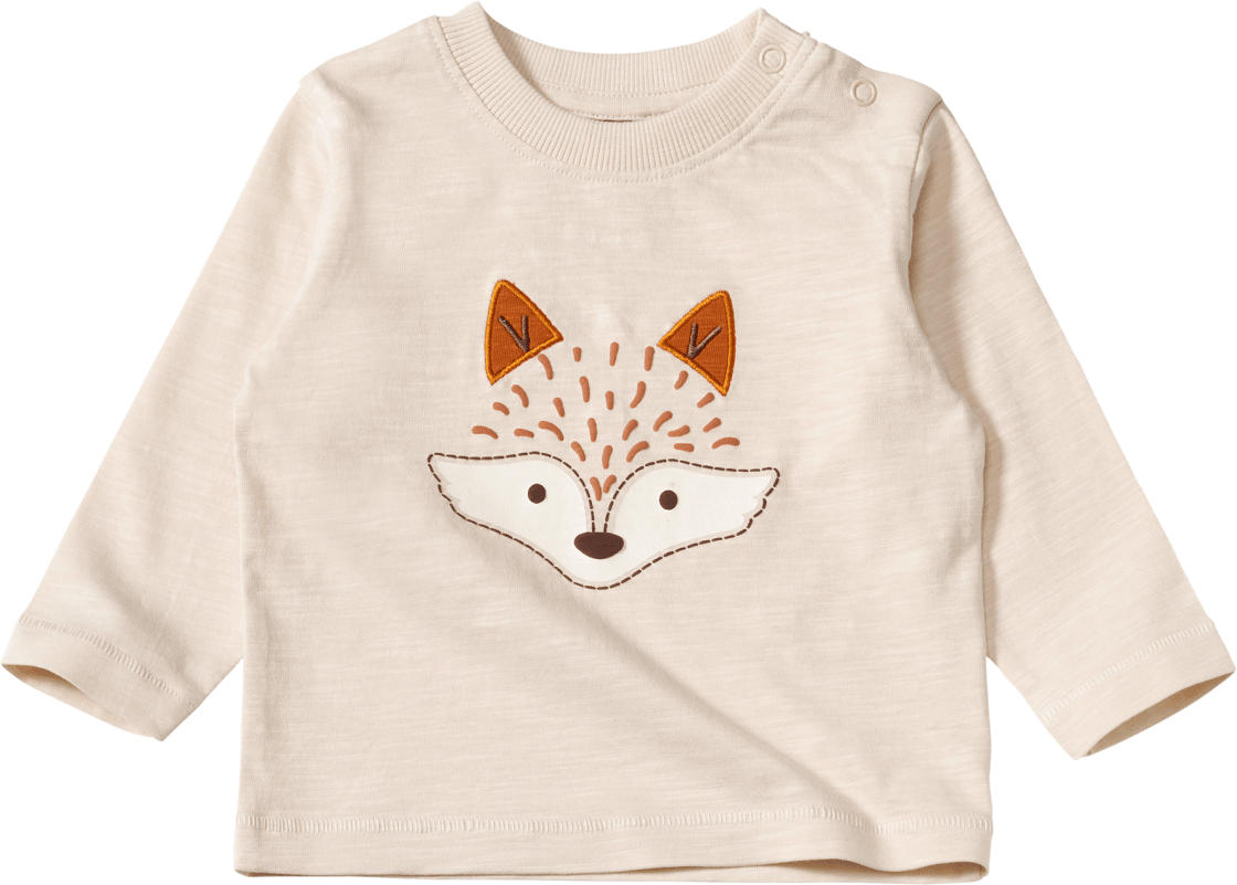 ALANA Langarmshirt mit Fuchs-Applikation, beige, Gr. 74