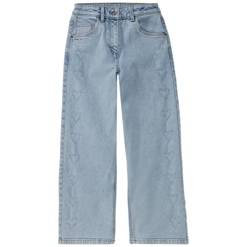 Mädchen Wide-Leg-Jeans mit dezenten Herzen (Nur online)