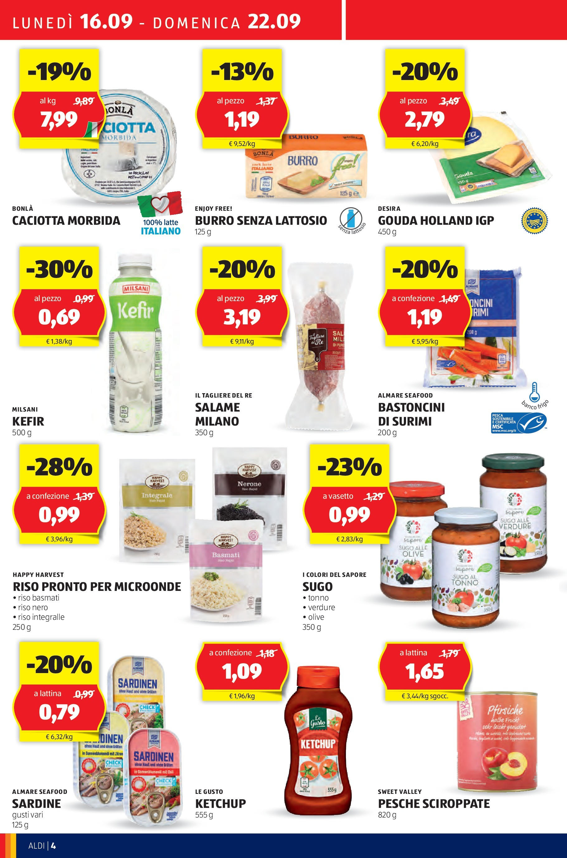 Nuovo Volantino Aldi	 dal 16/09/2024 > offerte anteprima 🛍️ | Pagina: 4 | Prodotti: Microonde, Surimi, Burro, Tonno