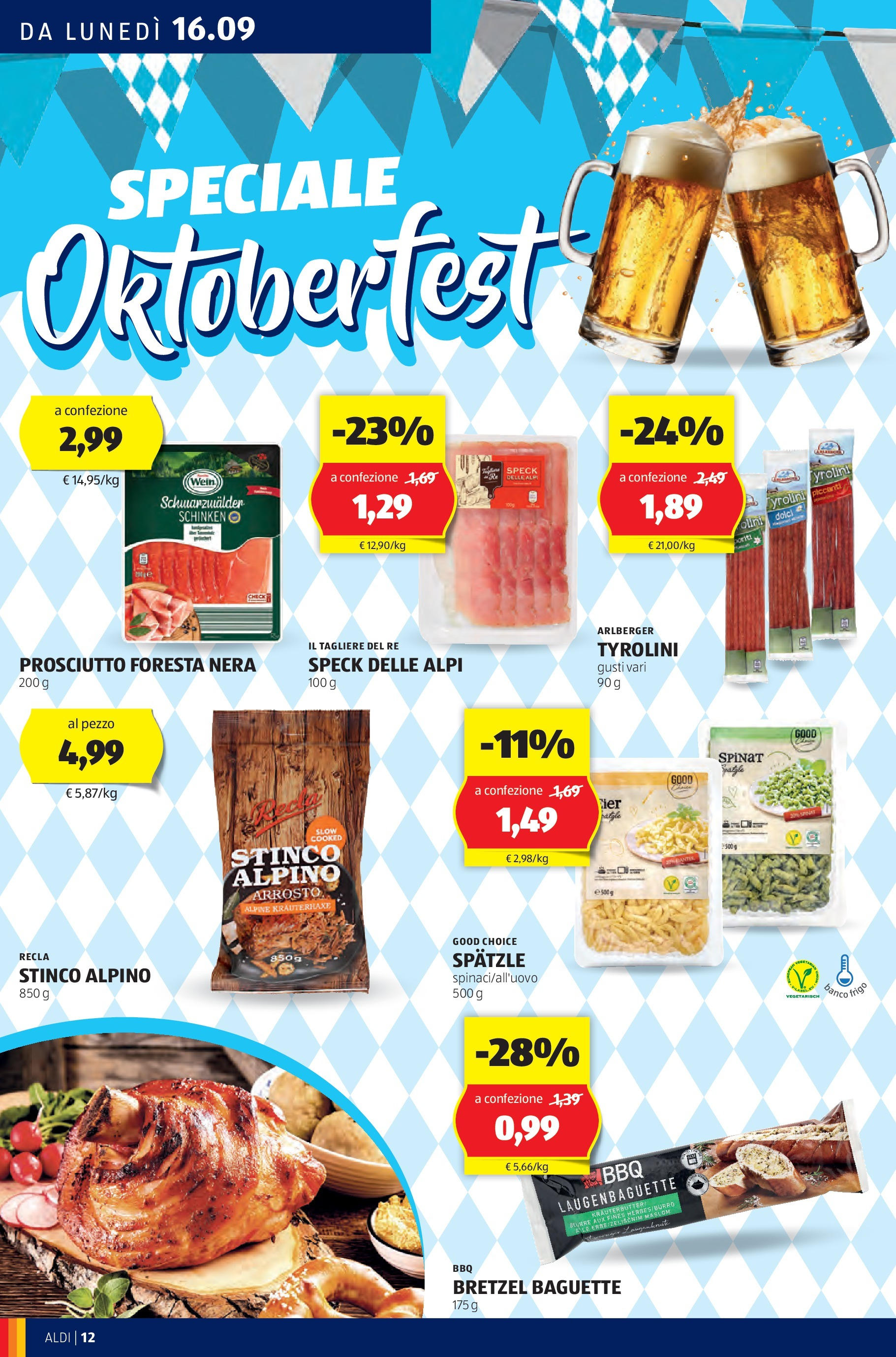 Nuovo Volantino Aldi	 dal 16/09/2024 > offerte anteprima 🛍️ | Pagina: 12 | Prodotti: Speck, Arrosto, Bretzel, Tagliere