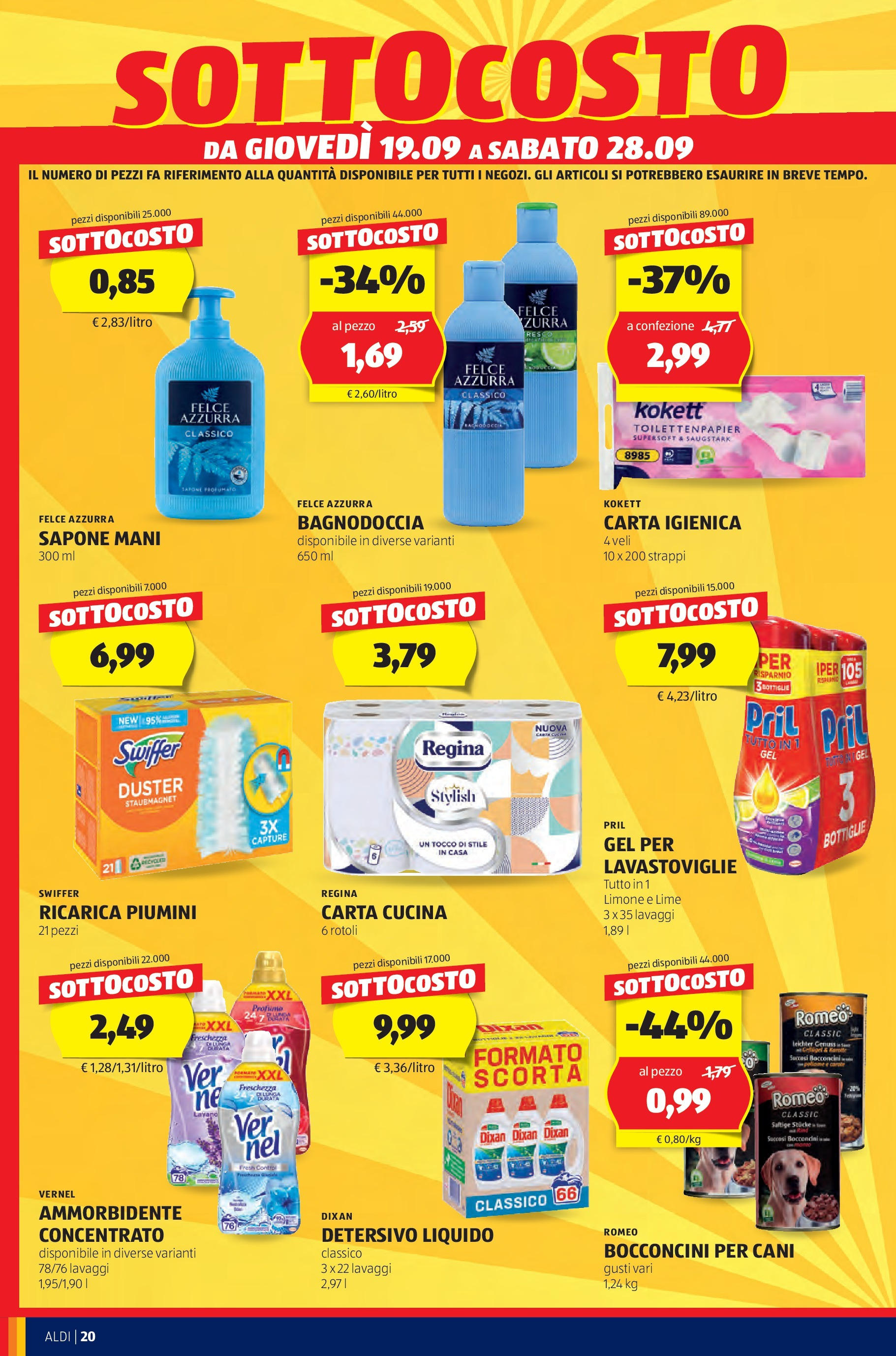 Nuovo Volantino Aldi	 dal 16/09/2024 > offerte anteprima 🛍️ | Pagina: 20 | Prodotti: Ammorbidente, Carote, Lime, Profumo