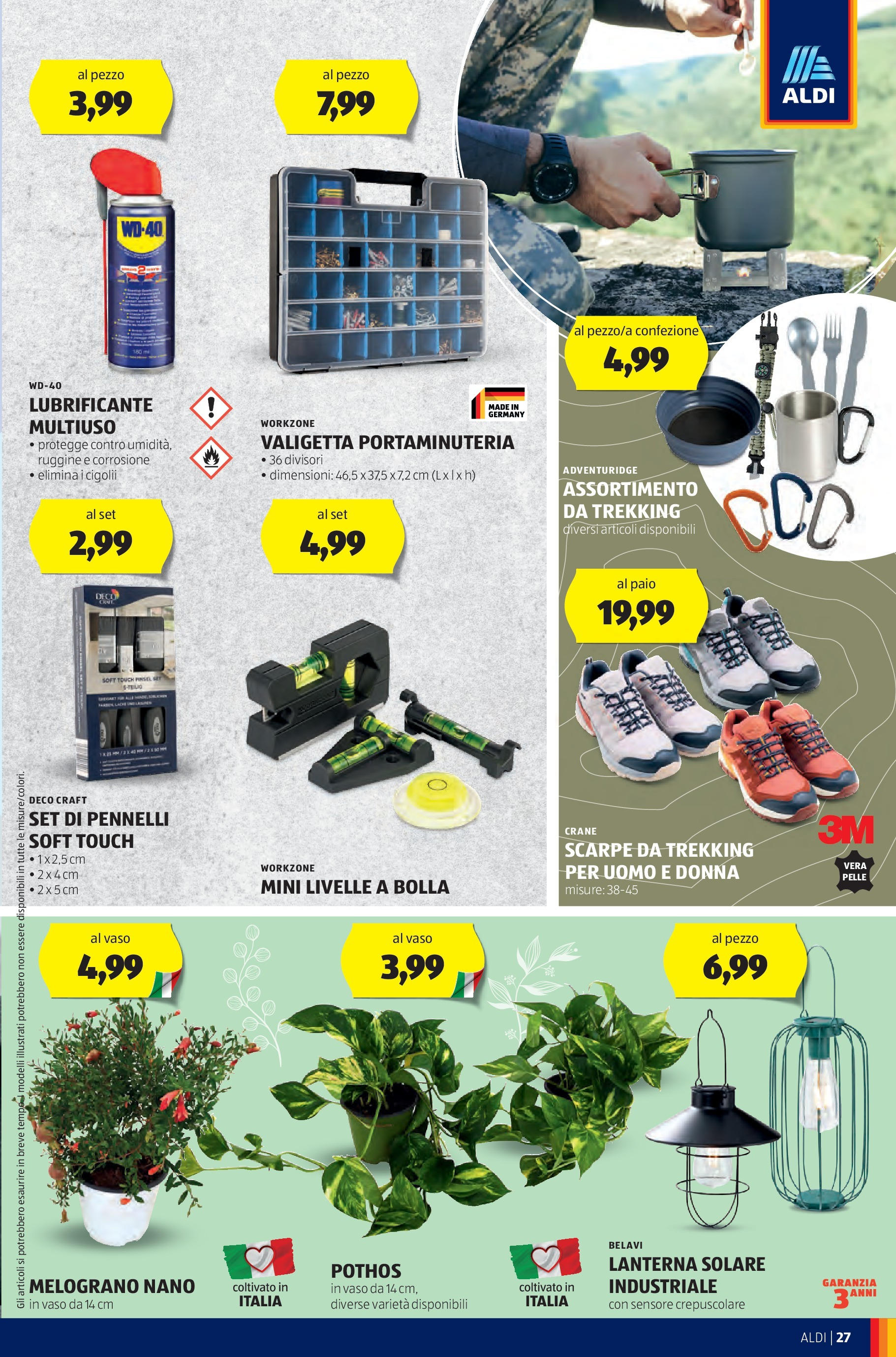 Nuovo Volantino Aldi	 dal 16/09/2024 > offerte anteprima 🛍️ | Pagina: 27 | Prodotti: Lubrificante, Lanterna, Scarpe, Vaso