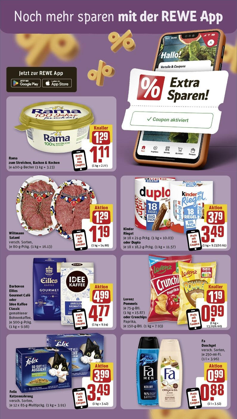 Rewe - Zeitlarn, Kurpfälzer Straße 2 (ab 16.09.2024) zum Blättern » Angebote | Seite: 3 | Produkte: Rama, Kaffee, Duschgel, Paprika