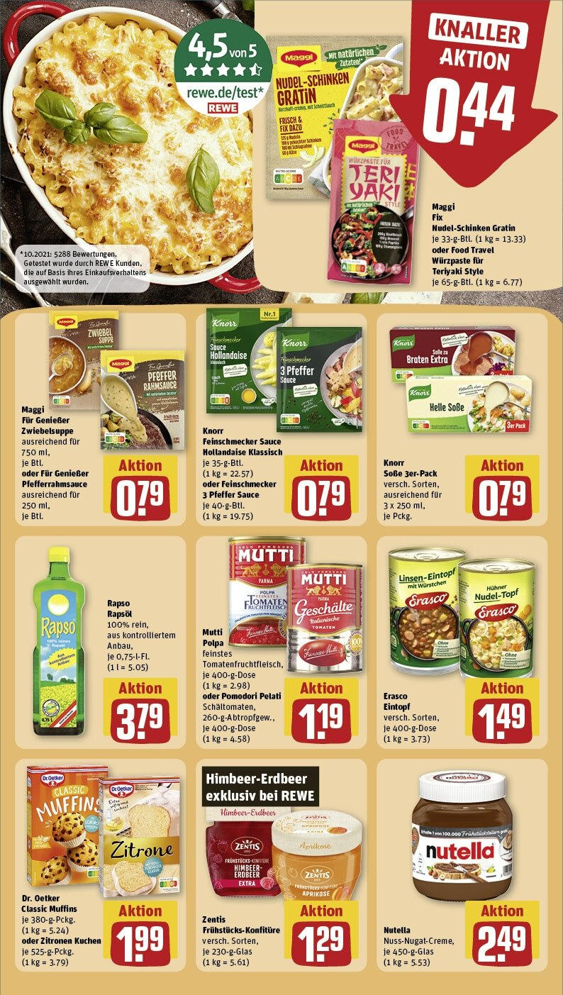 Rewe - Zeitlarn, Kurpfälzer Straße 2 (ab 16.09.2024) zum Blättern » Angebote | Seite: 18 | Produkte: Maggi, Knorr, Kuchen, Erasco