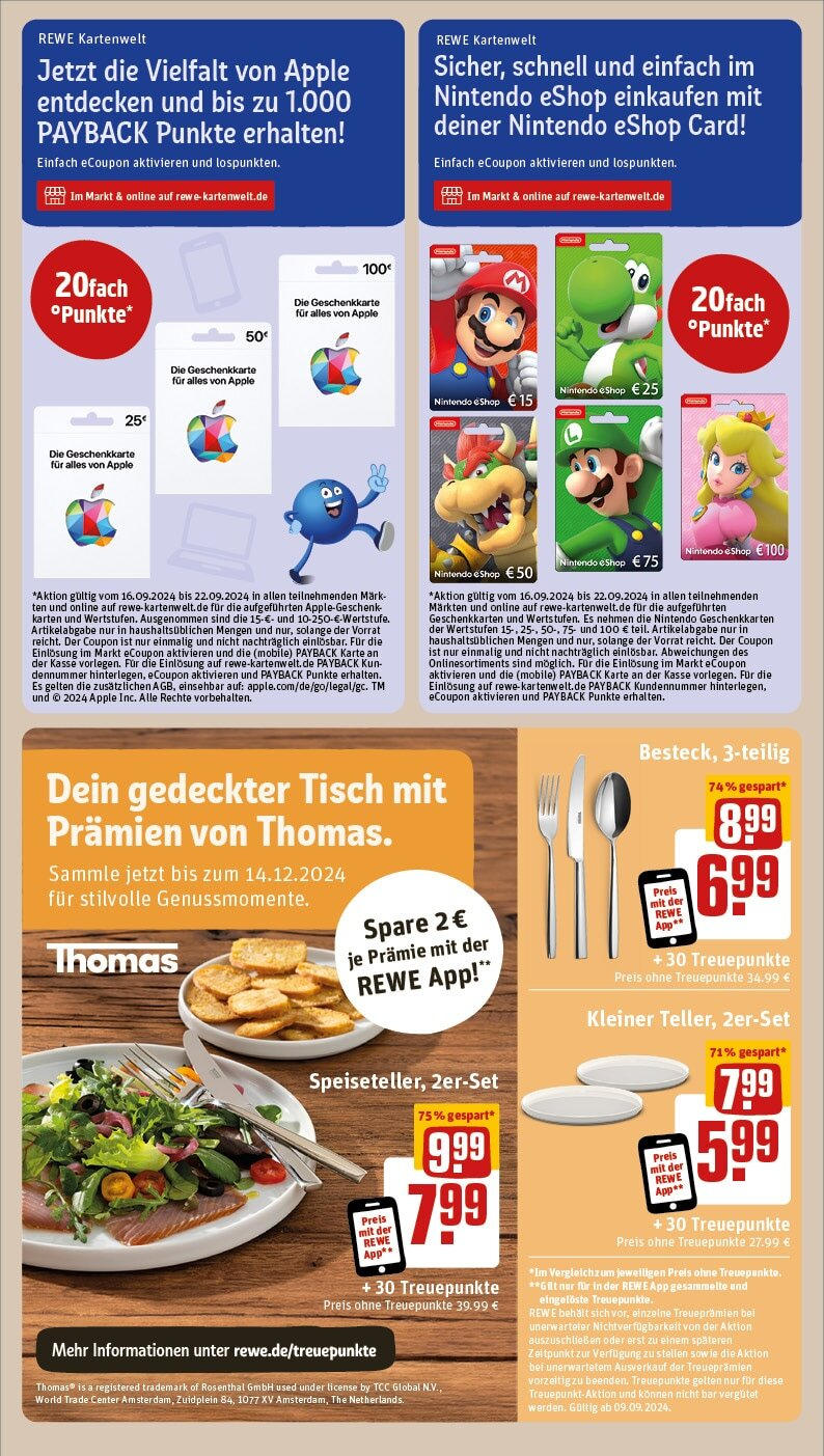 Rewe - Zeitlarn, Kurpfälzer Straße 2 (ab 16.09.2024) zum Blättern » Angebote | Seite: 23 | Produkte: Tisch, Apple