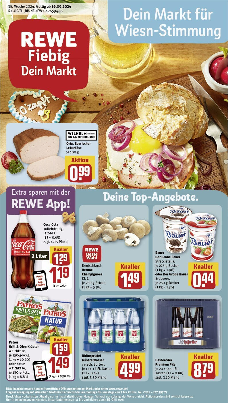 REWE Prospekt ab 16.09.2024 nächste Woche - Nordhausen, Pferdemarkt 1