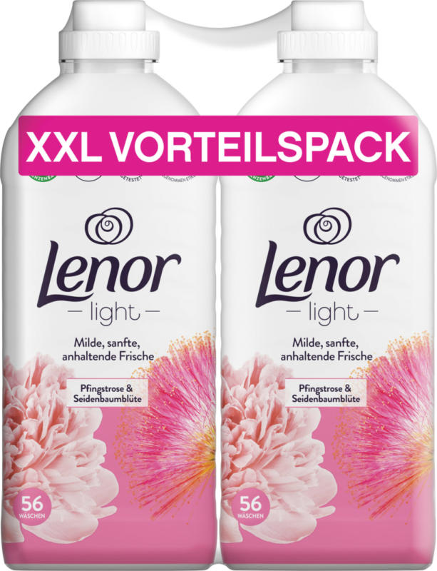 Lenor Weichspüler Pfingstrose & Seidenbaumblüte, 2 x 56 lessives, 2 x 1,4 litre