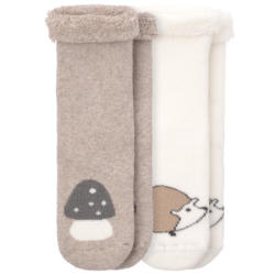 2 Paar Newborn Frottee-Socken mit Tier-Motiv