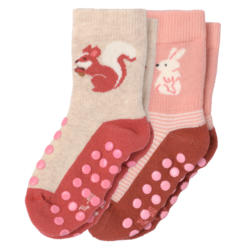 2 Paar Baby Krabbelsocken mit Tieren