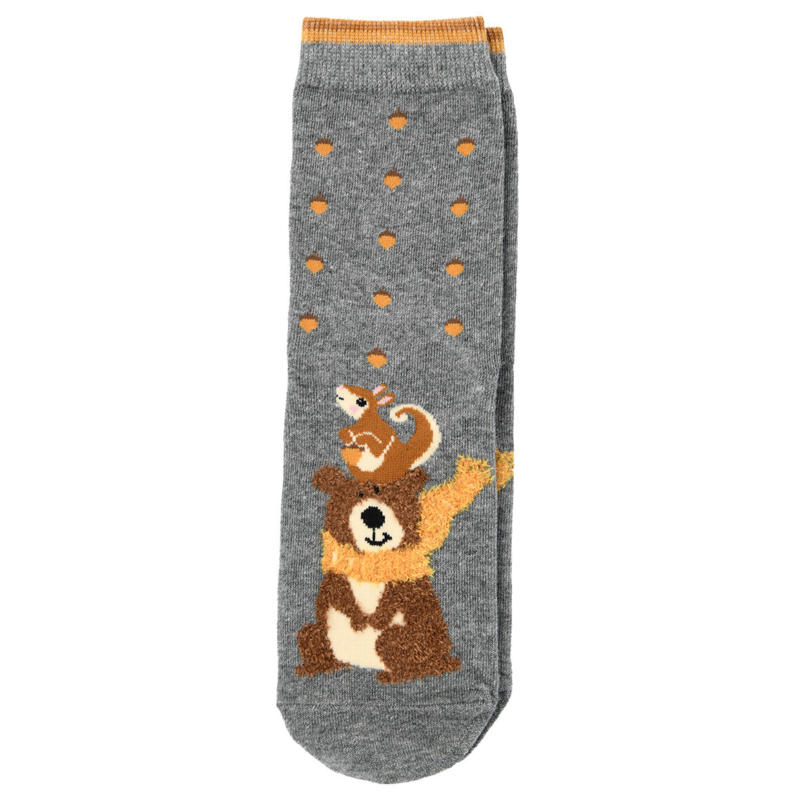 1 Paar Damen Socken mit Bär-Motiv