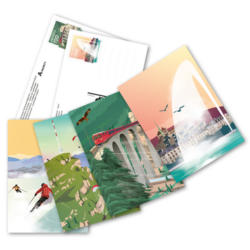 Set di cartoline postali illustrate affrancate «Attrazioni in Svizzera»