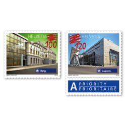 Briefmarken-Serie «Überdruck Schweizer Bahnhöfe»