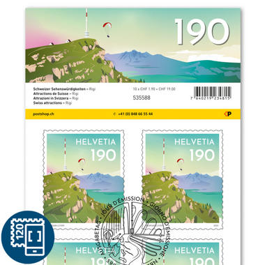 Timbres CHF 1.90 «Rigi», Feuille de 10 timbres